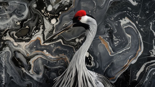 Crowned Crane Artistic Marble Effect