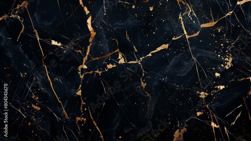 Opulent Black Marble Surface with Golden Flecks