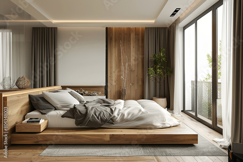 A sleek and modern platform bed frame elevating the style of a bedroom.