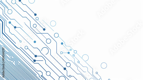 Detailed blue and white circuit board pattern for technology themes