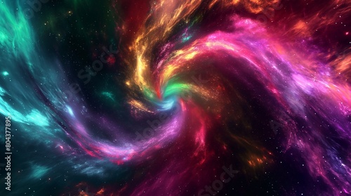 A swirling vortex of neon colors, where vibrant pinks, electric blues, and glowing greens intertwine against a deep black abyss, creating a hypnotic, abstract dreamscape. 32k