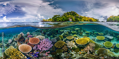 Aqua Mirror: Dual Perspectives of a Coral Reef" ,Beneath the Surface: The Splendid Diversity of Coral Reefs"