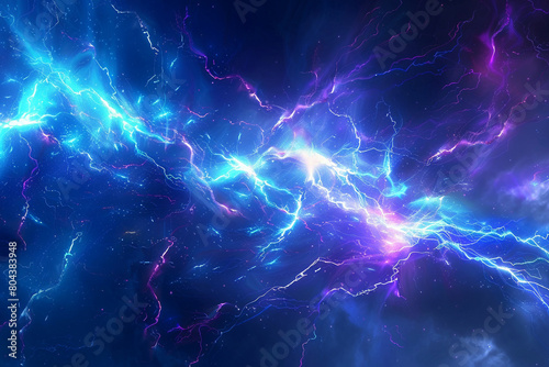 A futuristic background with an electric plasma field in blues and purples, crackling with energy and vibrant light.