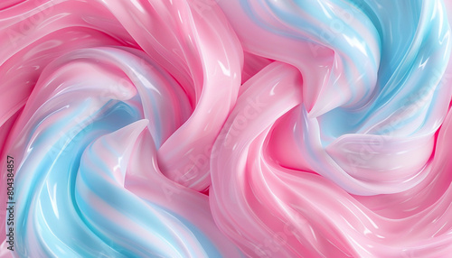 A lively and cheerful interplay of candy pink and light blue waves, twisting in a playful and joyful manner that evokes the fun of a summer carnival.