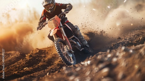 Motocross Racers on Dirt. Extreme Sports and Motorsports photos. Ai generative.