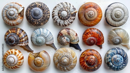 Snails and shells capture the spiral patterns and textures of snail shells, highlighting their glossy surfaces and intricate details AI generated