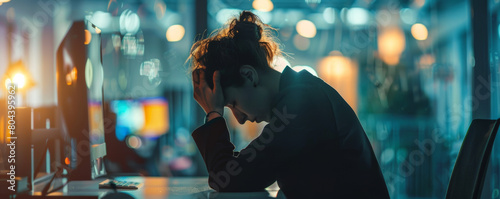 The photo shows a man sitting alone at a bar, with his head in his hands. He seems to be upset or stressed.