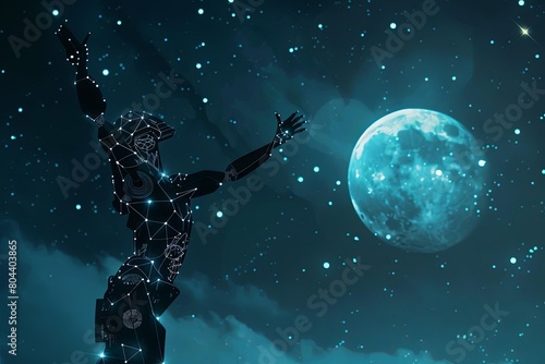 Create a stunning blend of futuristic aesthetics and classical dance, showcasing robotic performers executing a mesmerizing ballet under a canopy of twinkling stars, each movement precise and ethereal