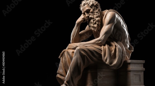 Ancient Statue Sculpture Philosopher Thinking Isolated - Generative AI