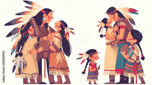 Native American Indian traditional family. American