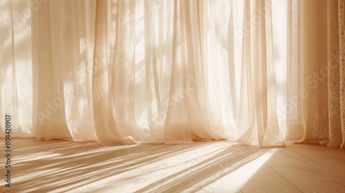 Minimalistic interior is complemented by the presence of beige guipure curtains