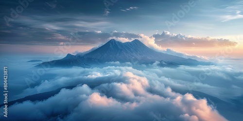 Inspirational Photograph of a Mountain Rising Above the Clouds. Dramatic Shot of the Natural World.