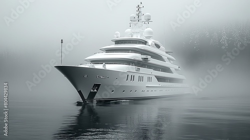 Graceful and luxurious white superyacht sailing elegantly on the vast expanse of the sea