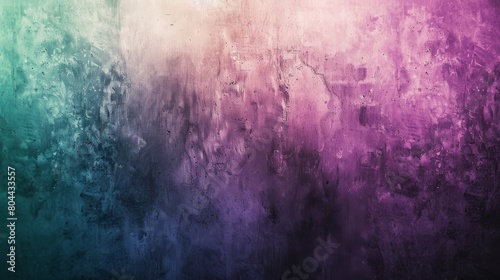 Gradient backdrop, Dusty texture, Asymmetrical composition, High contrast, Shallow depth of field, Green to purple