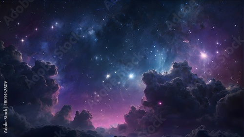 Beautiful fantasy starry night sky, stars, blue and purple colorful, galaxy and aurora 4k wallpaper