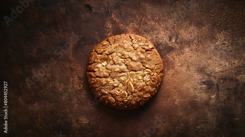 millet peanut, rasin brown cookie in a Dark orangish brown background