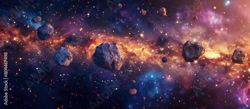 Group of Rocks Amidst Star-Filled Space