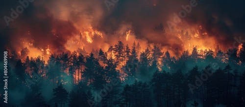 Devastating Forest Fire Engulfing Tall Trees