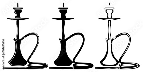 set Arabian hookah silhouette icon. Traditional shisha symbol design Illustration 