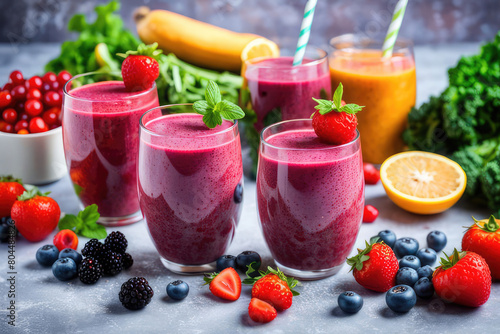 Berry and vegetables smoothie, healthy juicy vitamin drink diet or vegan food concept, fresh vitamins, homemade refreshing fruit beverage 