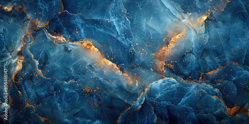  Blue and gold marble background, high resolution, ultra detailed digital art with a dark blue background. Created with Ai