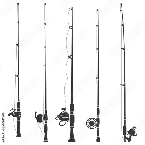 silhouette fishing rod full black color only