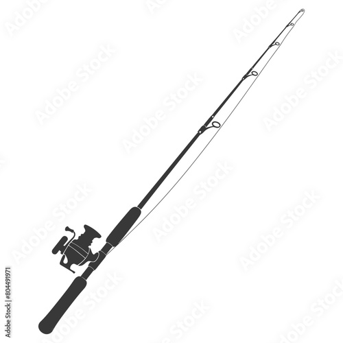 silhouette fishing rod full black color only