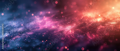 Red and violet abstract background with bokeh lights and glitter, shiny space background with sparkles and glowing particles. Crated with Ai
