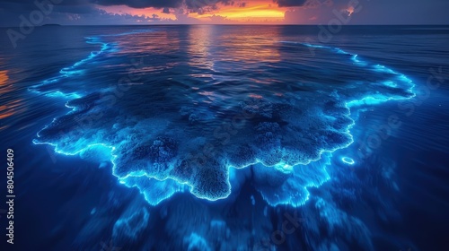 The mesmerizing bioluminescence of plankton in the Maldives. Photorealistic. HD.