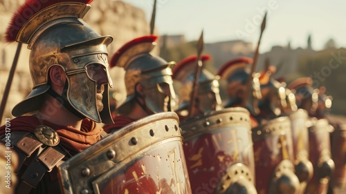 Historic roman army closeup created with Generative AI