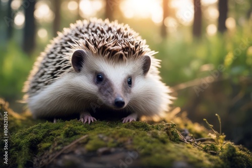 'outdoors hedgehog cute dawn habitat beautiful stump summer nature natural forest young common spring wild animal prickly european grass green mammal protection wildlife brown spiny eye snout'