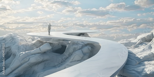 ski resort in the mountains, 3d render platform and Natural ice podium background on ice snow mountain, Futuristic mountain habitat