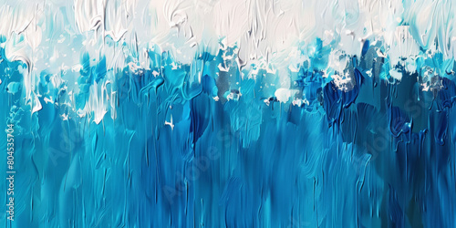 Fondo abstracto pintado con formas geométricas de trazos verticales en colores azul y blanco que se fusionan en la parte superior