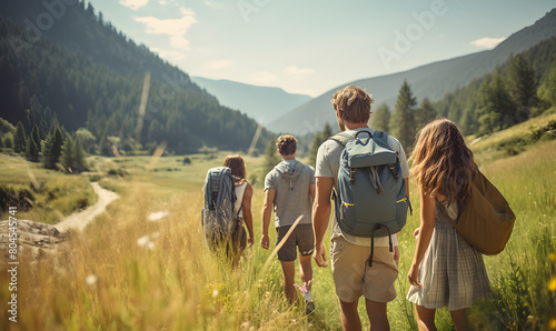A group of friends went on a morning hike up a mountainside.