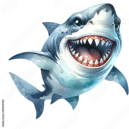 A cartoon shark with a big toothy grin.