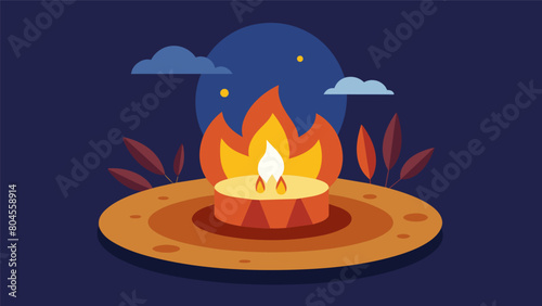 A warm inviting fire pit inviting guests to gather around and roast marshmallows for smores.. Vector illustration