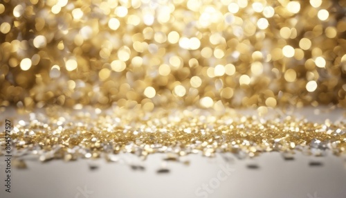 'gold silver glitter light texture. confetti Christmas star glistering background vector white pattern snow falling banner isolated abstract design winter'