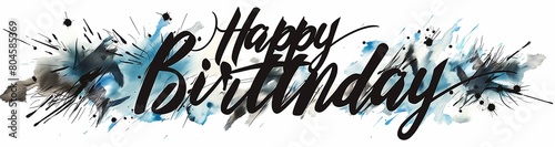 Black text spelling out "Happy Birthday", drawn by hand, against a white backdrop, devoid of any additional imagery. 
