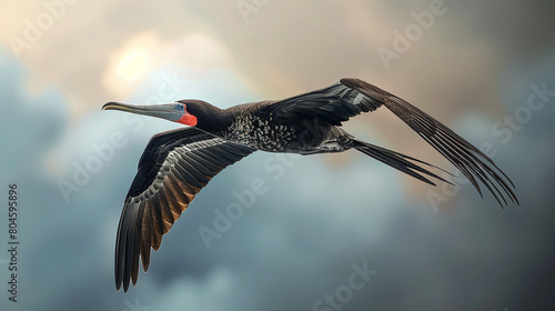 In sharp focus, a magnificent frigatebird commands the sky with effortless elegance and beauty.
