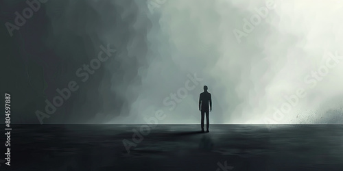 Loneliness (Gray): A single figure standing alone, representing isolation