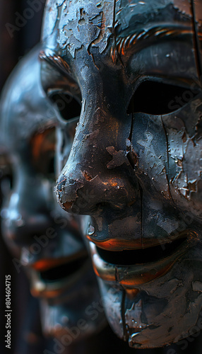 Vertical recreation of deteriorated carnival masks