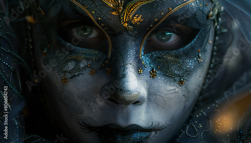 Recreation of woman eyes behind a venetian carnival mask