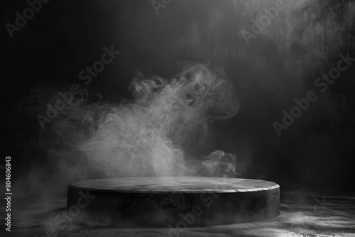 Black and white image of smoke emerging from a hot tub. Suitable for spa or relaxation concepts
