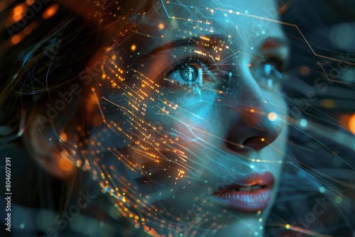 Close-up portrait of woman showcasing AI empowerment concept