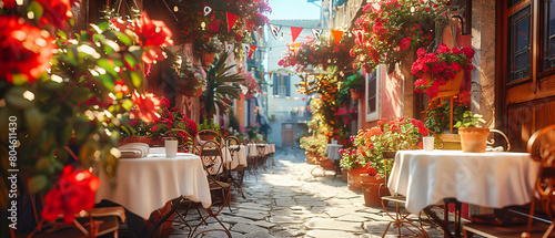 Quaint European Street with Traditional Architecture, Vintage Charm of a Mediterranean Town