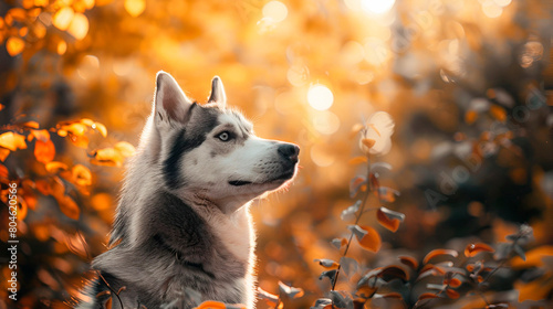 Nature style, Siberian Husky dog, in the forest