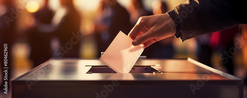 A hand casting a vote into a ballot box. The ballot is anonymous, and the voter's privacy is protected.