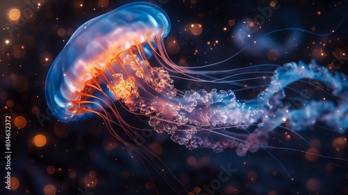 Luminous Jellyfish in Dark Ocean