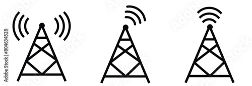 Antenna icon. Communication tower icon. Radio tower icon symbol, on white background vector illustration. 