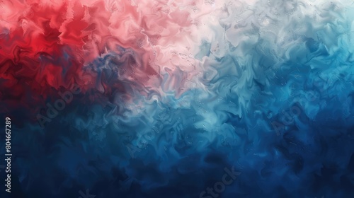 A painting of a blue and red swirl with white specks
